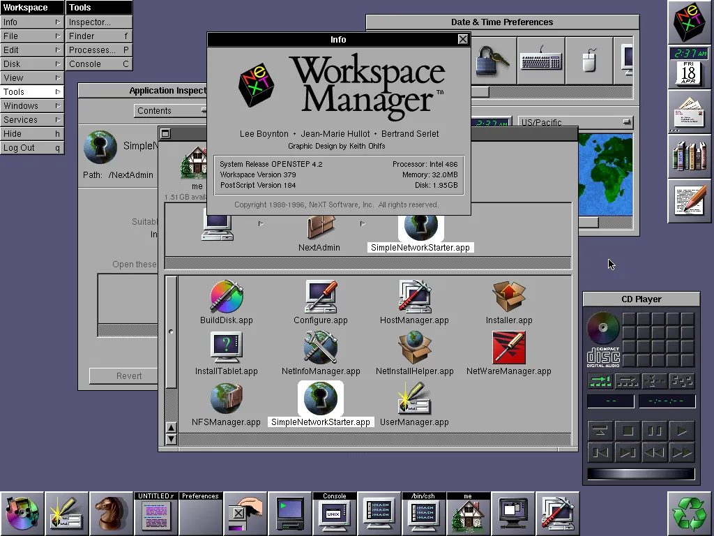 Entorno gráfico de OpenStep 4.2.