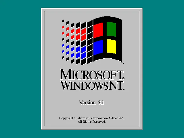 Pantalla de inicio de Windows NT 3.1.